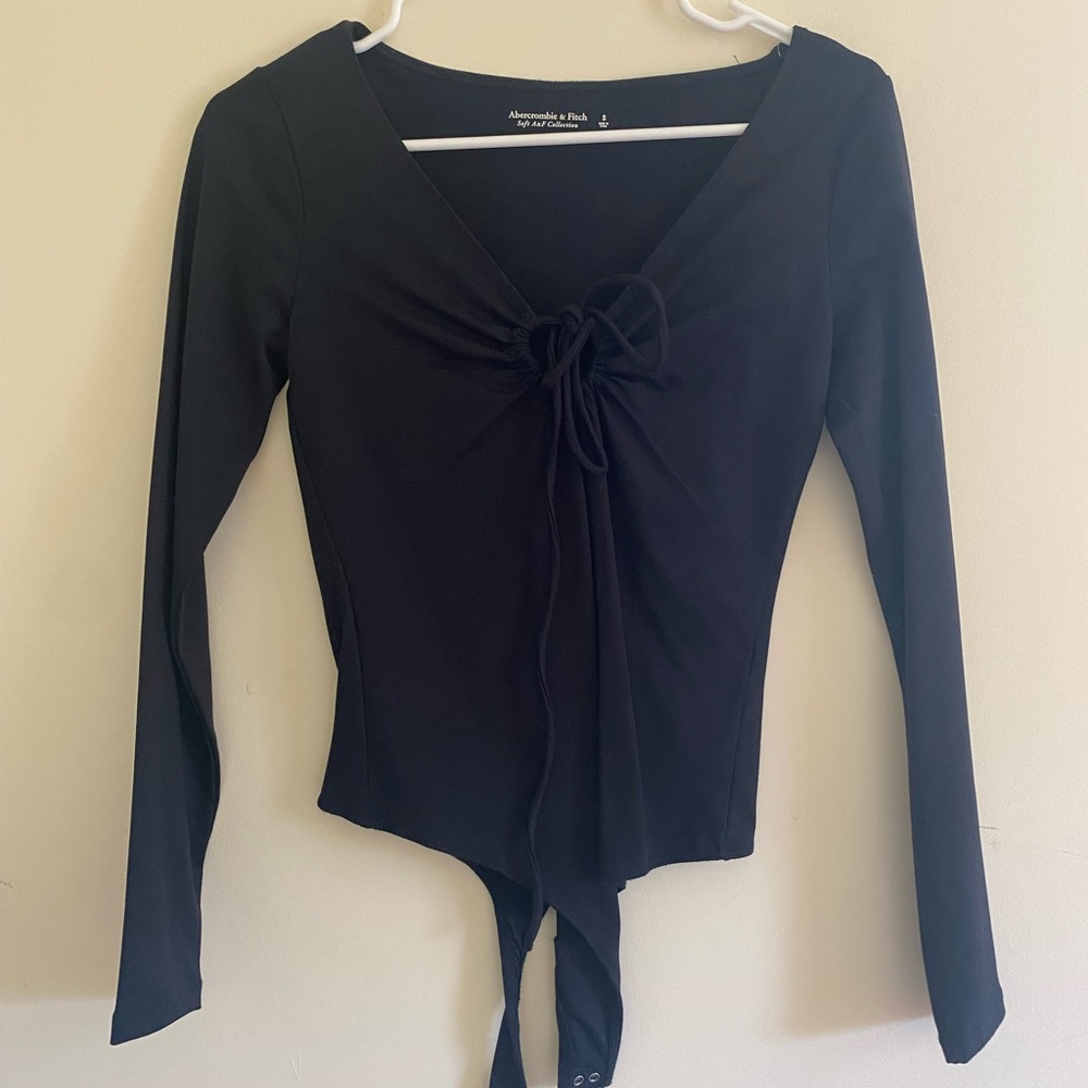 NWT Abercrombie Soft A&F Collection Black Bodysuit Long Sleeve